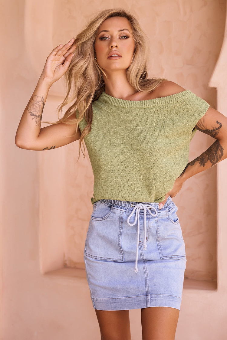 Dance In The Sun Knit Top - Olive for women