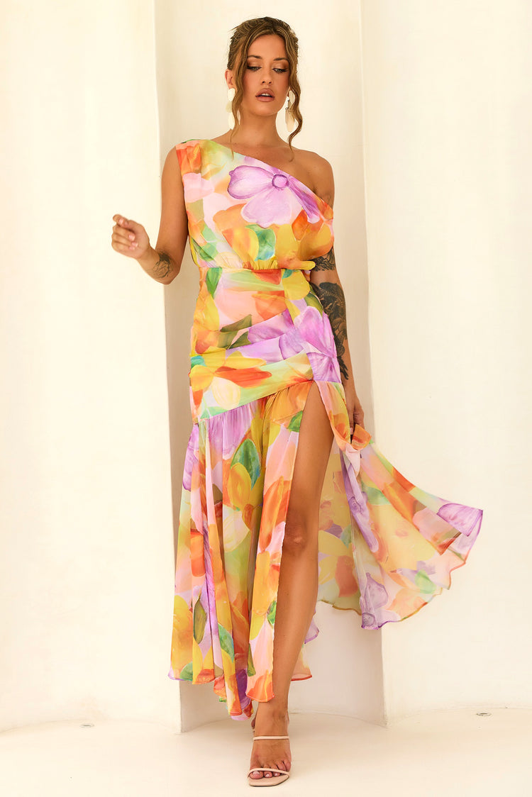Darling Days Chiffon Maxi Dress - Orange Multi for women