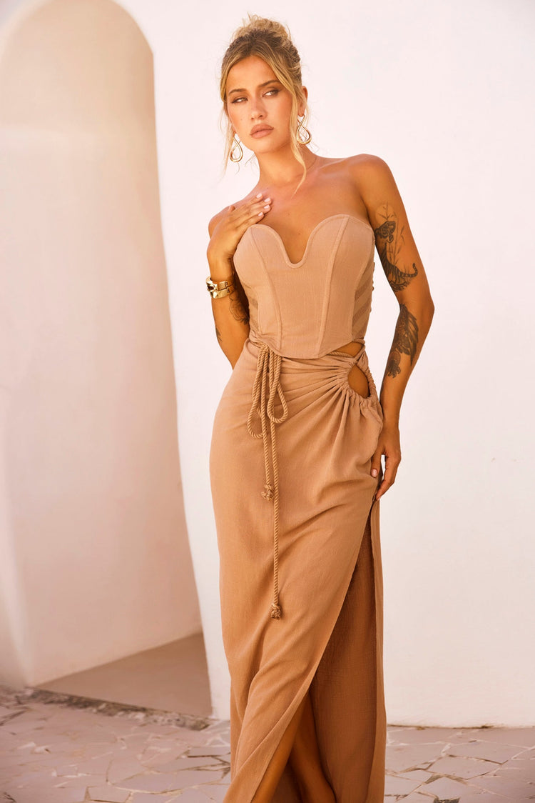 Date And Night Maxi Skirt - Mocha for women