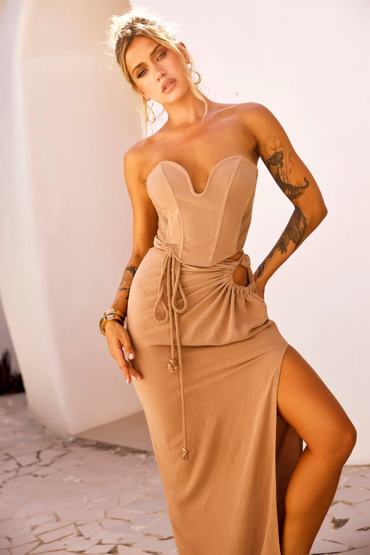 Date And Night Maxi Skirt - Mocha for women