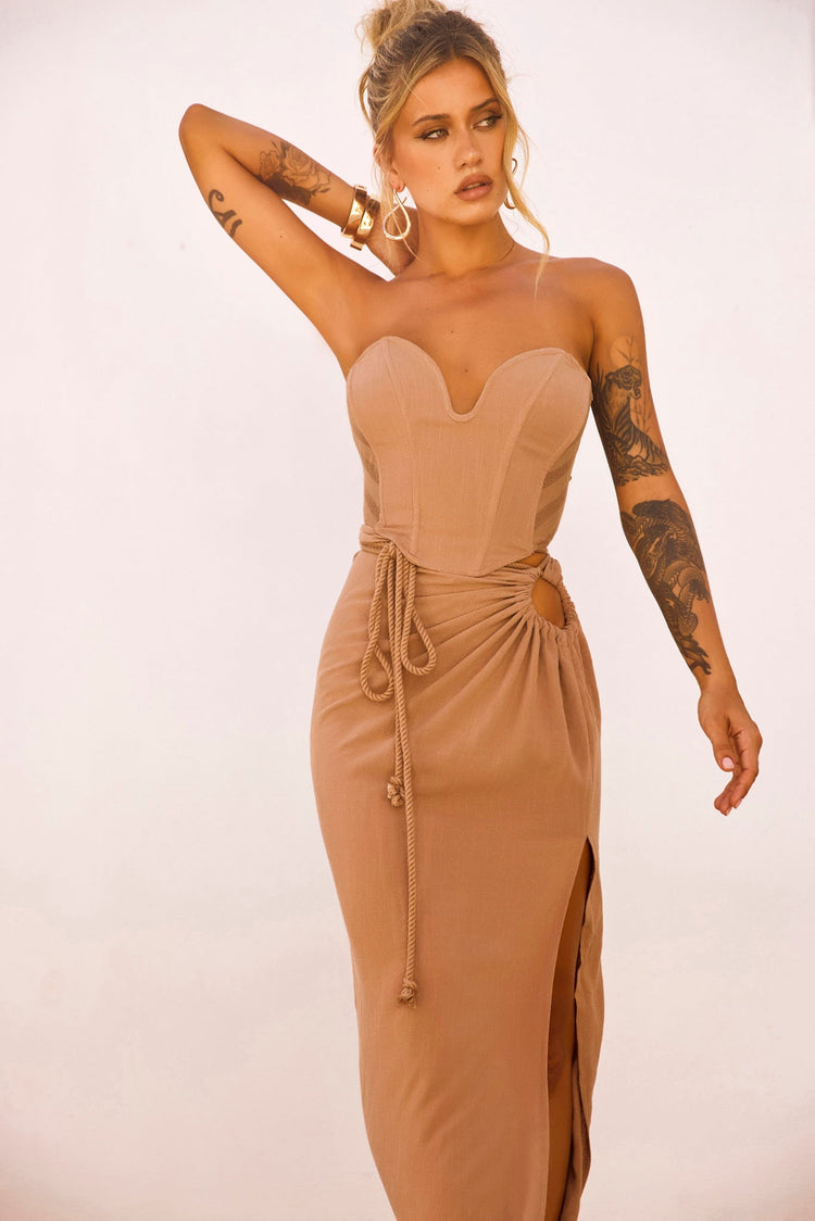 Date And Night Maxi Skirt - Mocha for women