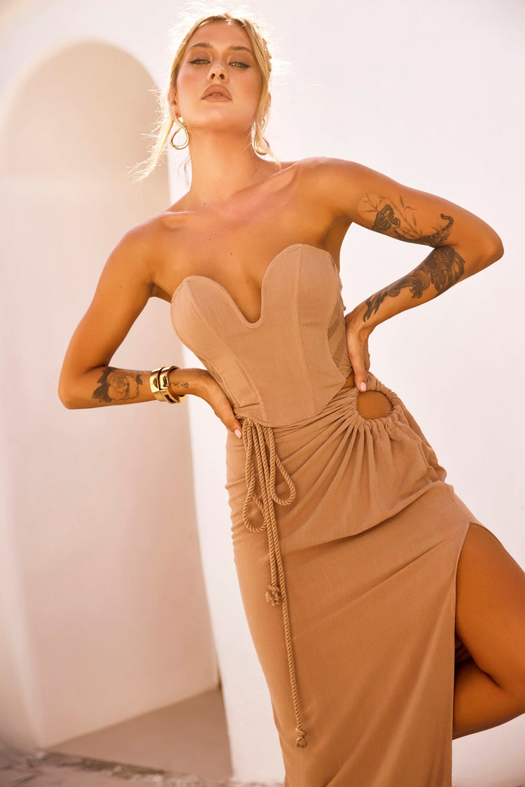 Date And Night Maxi Skirt - Mocha for women