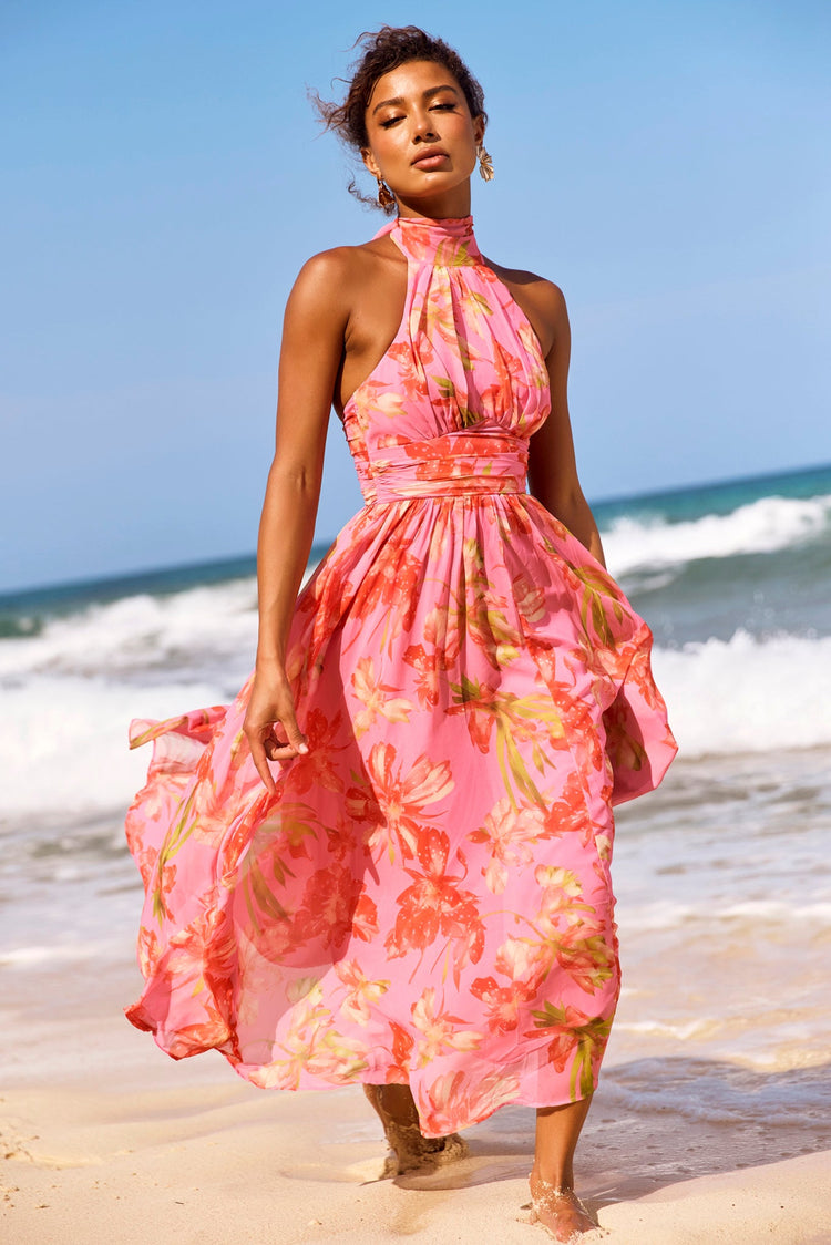 Date Picking Midi Dress - Pink for women