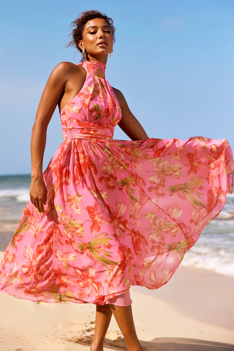 Date Picking Midi Dress - Pink for women