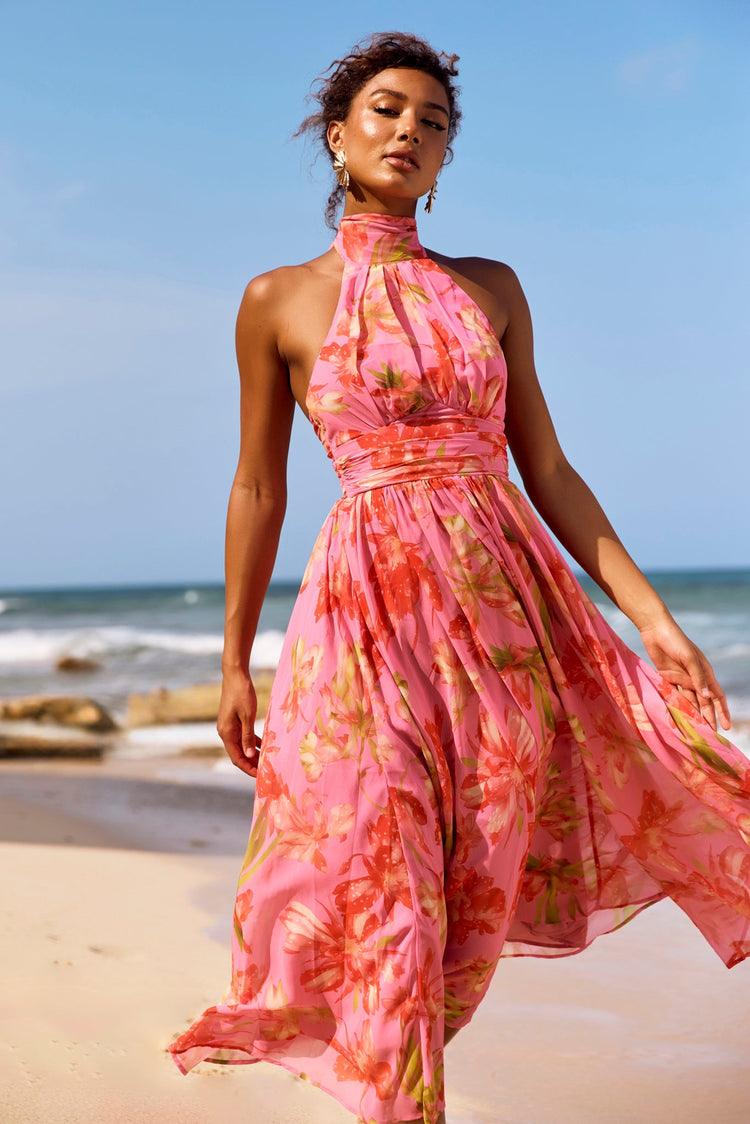Date Picking Midi Dress - Pink for women