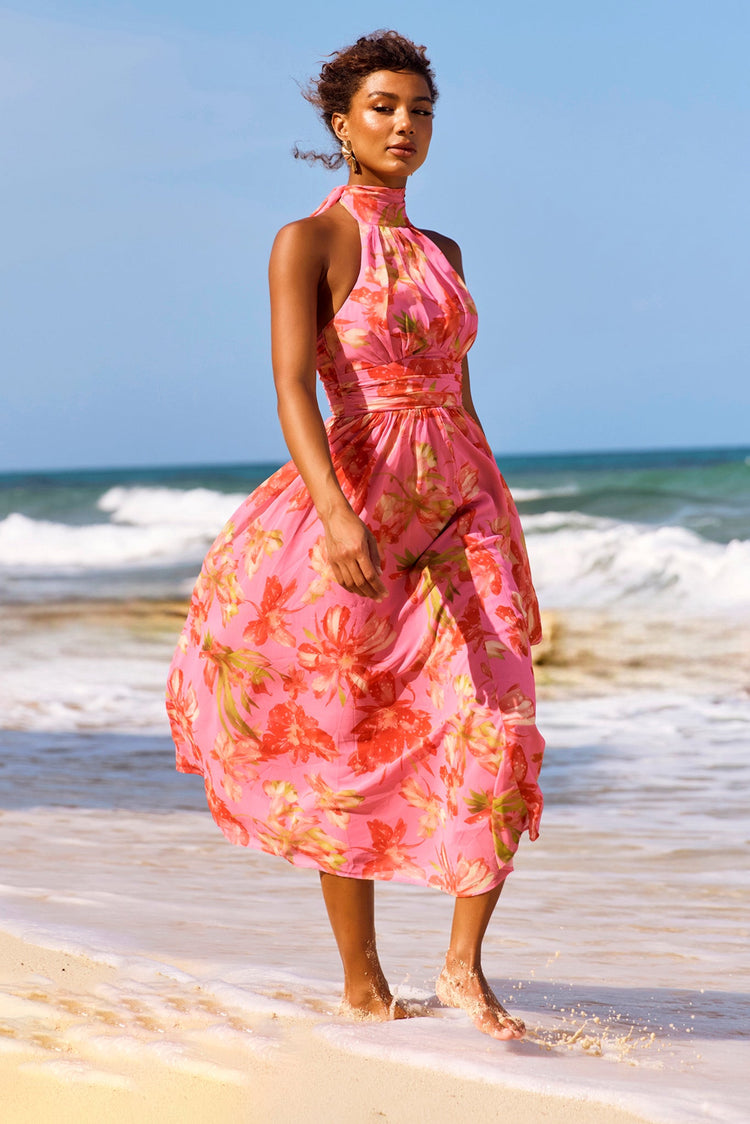 Date Picking Midi Dress - Pink for women