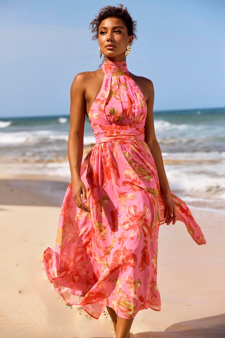 Date Picking Midi Dress - Pink for women
