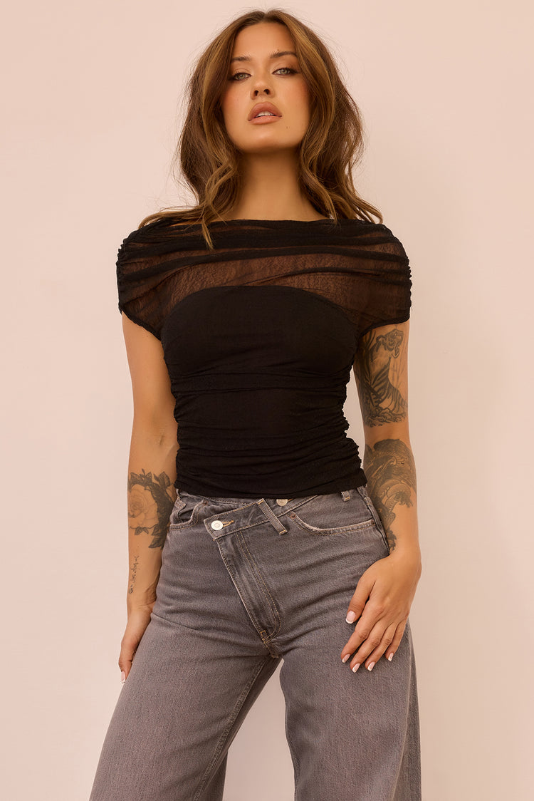 Dazzle Desire Mesh Top - Black for women