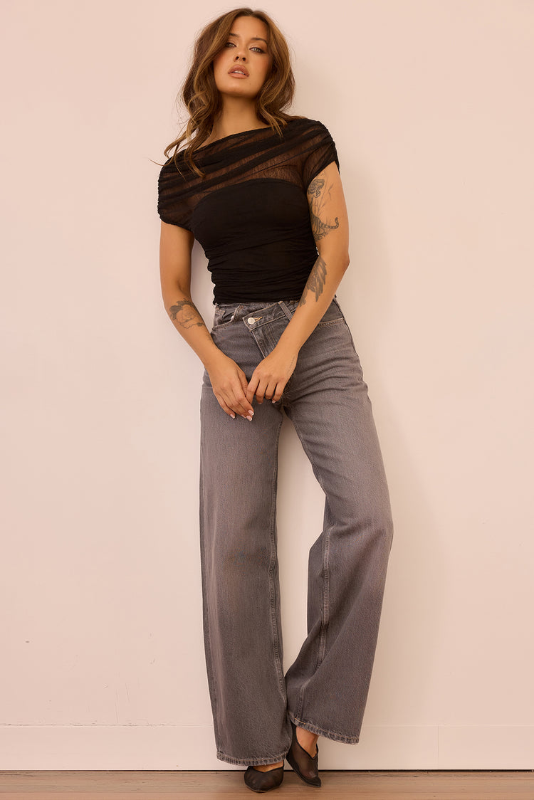 Dazzle Desire Mesh Top - Black for women