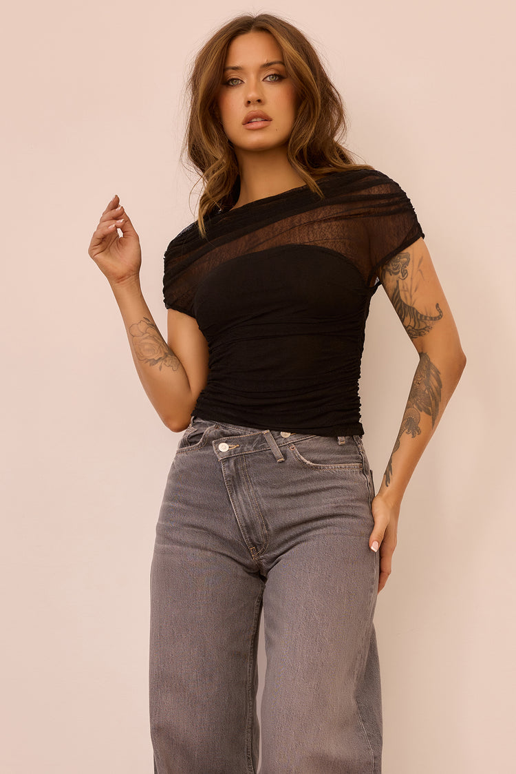 Dazzle Desire Mesh Top - Black for women