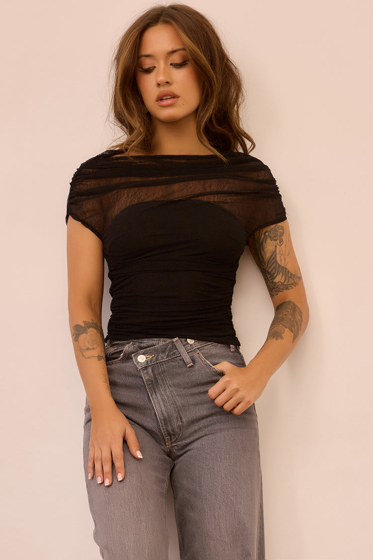 Dazzle Desire Mesh Top - Black for women