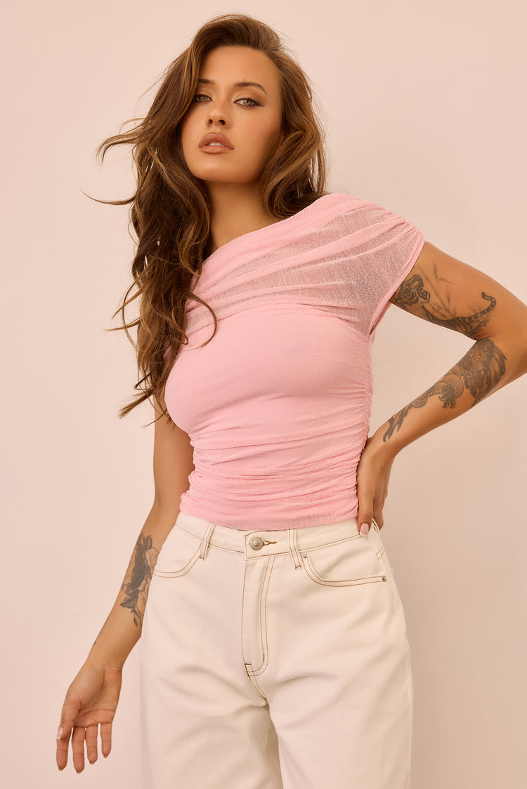 Dazzle Desire Mesh Top - Pink for women