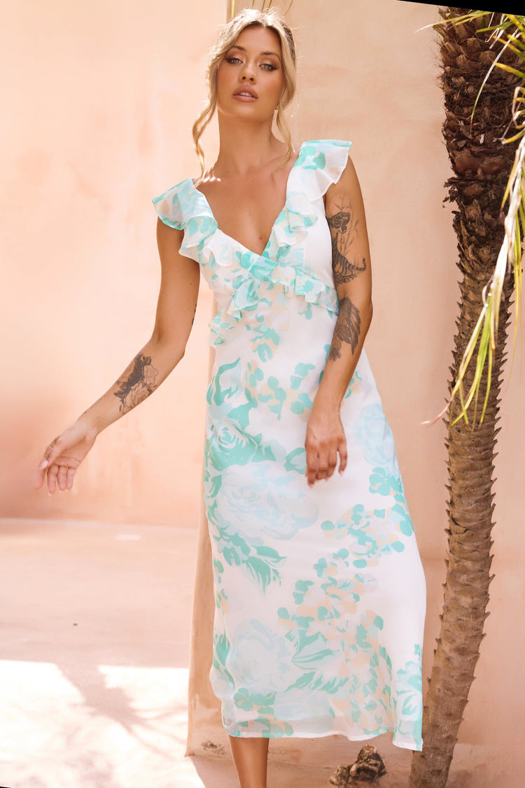 Dazzling Dreams Midi Dress - Mint for women