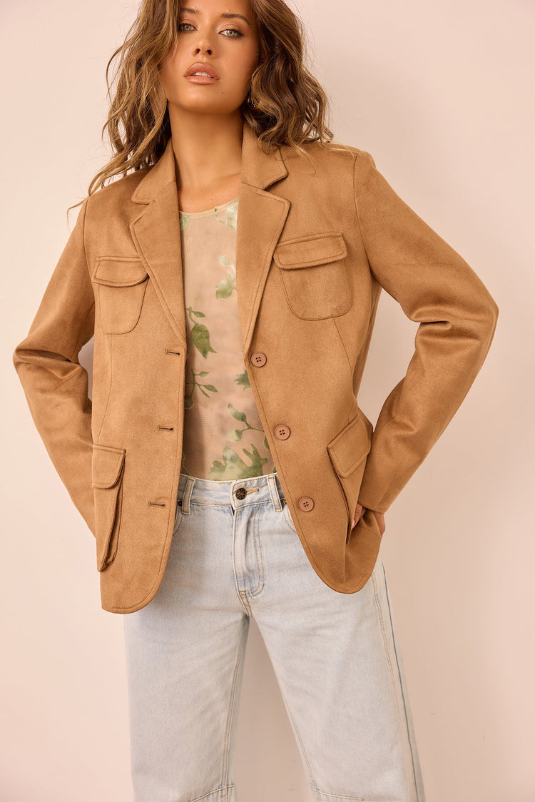 Desert Muse Vegan Suede Jacket - Toffee Brown for women