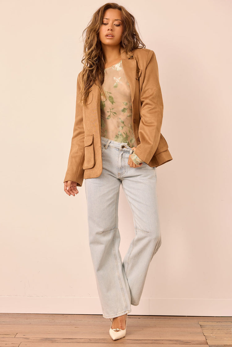 Desert Muse Vegan Suede Jacket - Toffee Brown for women