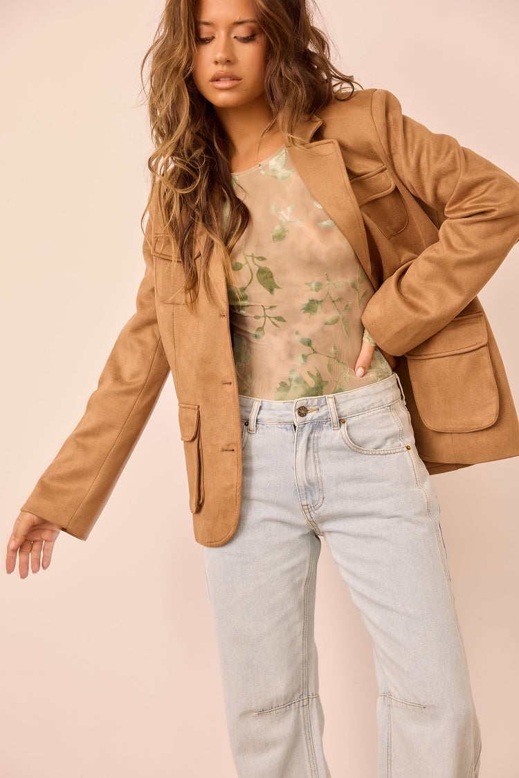 Desert Muse Vegan Suede Jacket - Toffee Brown for women