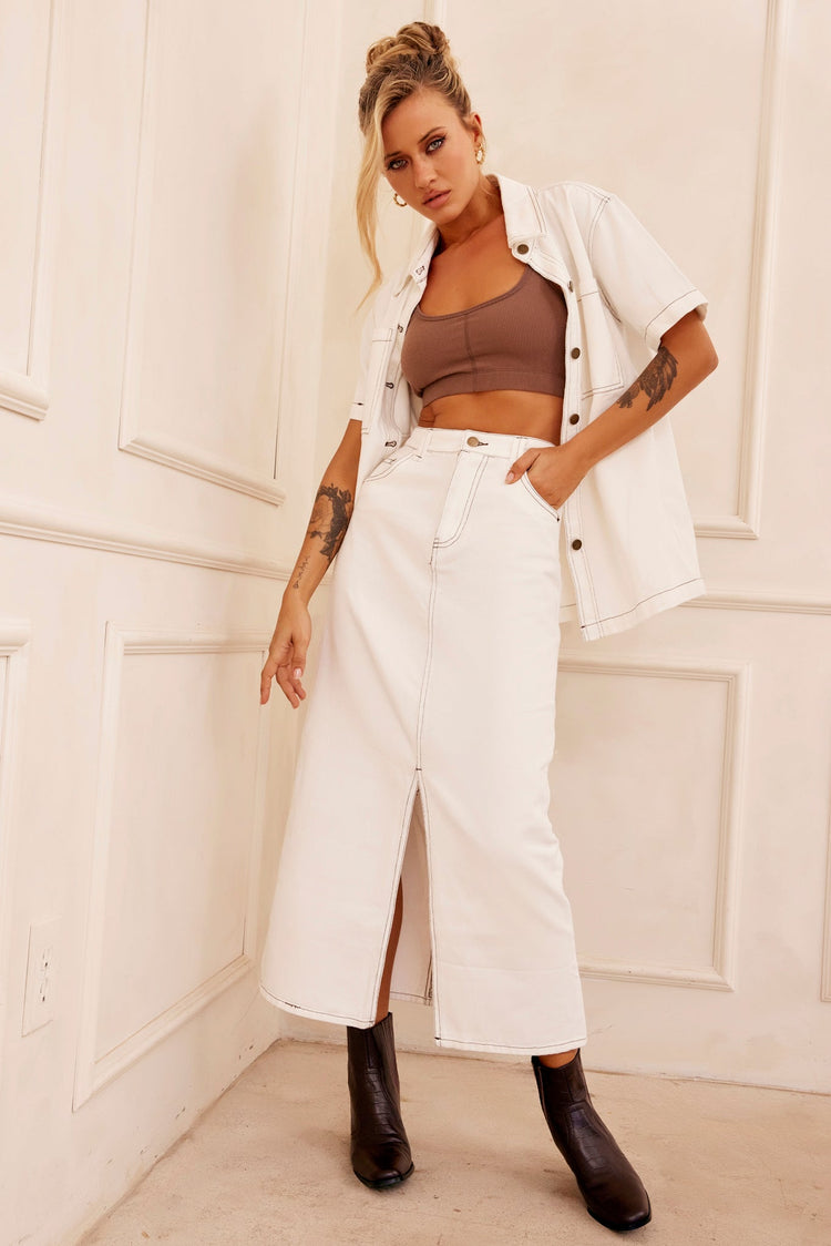 Dreamstate Denim Shirt - White for women