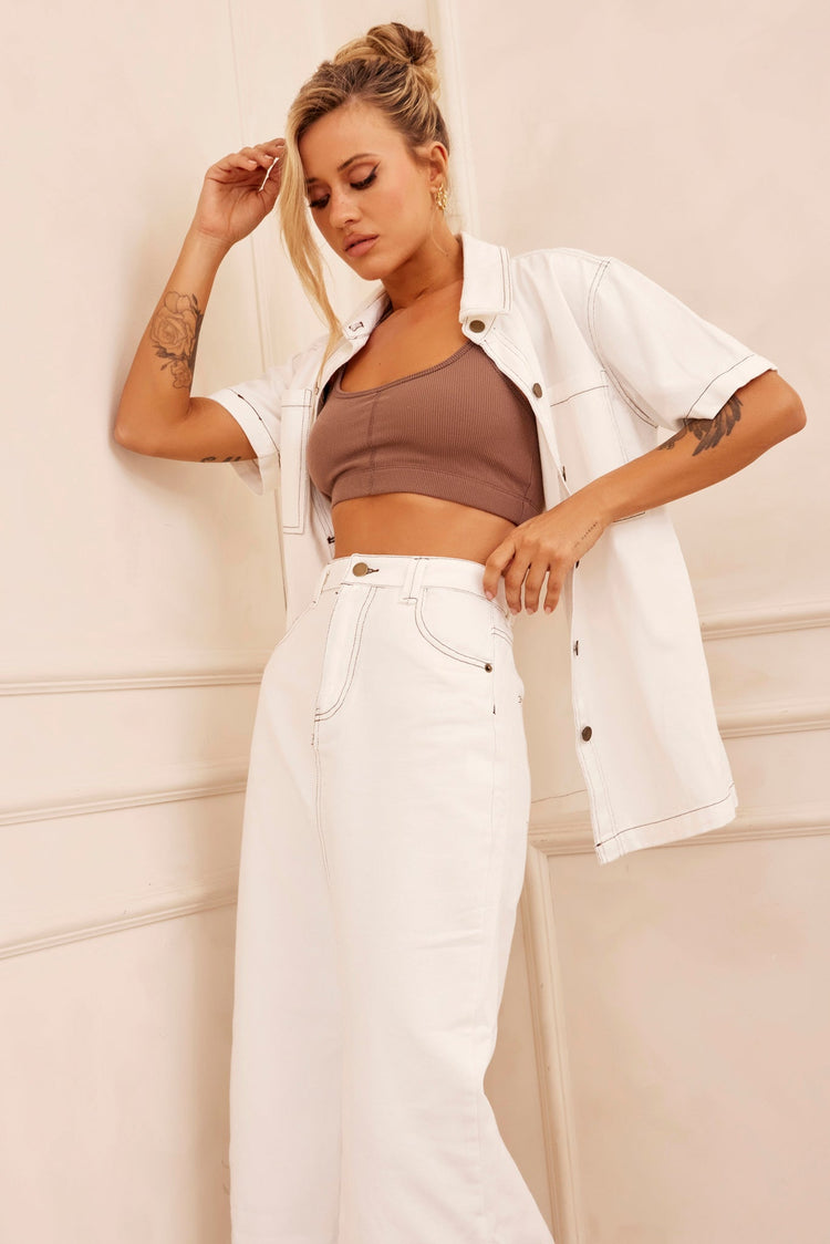 Dreamstate Denim Shirt - White for women