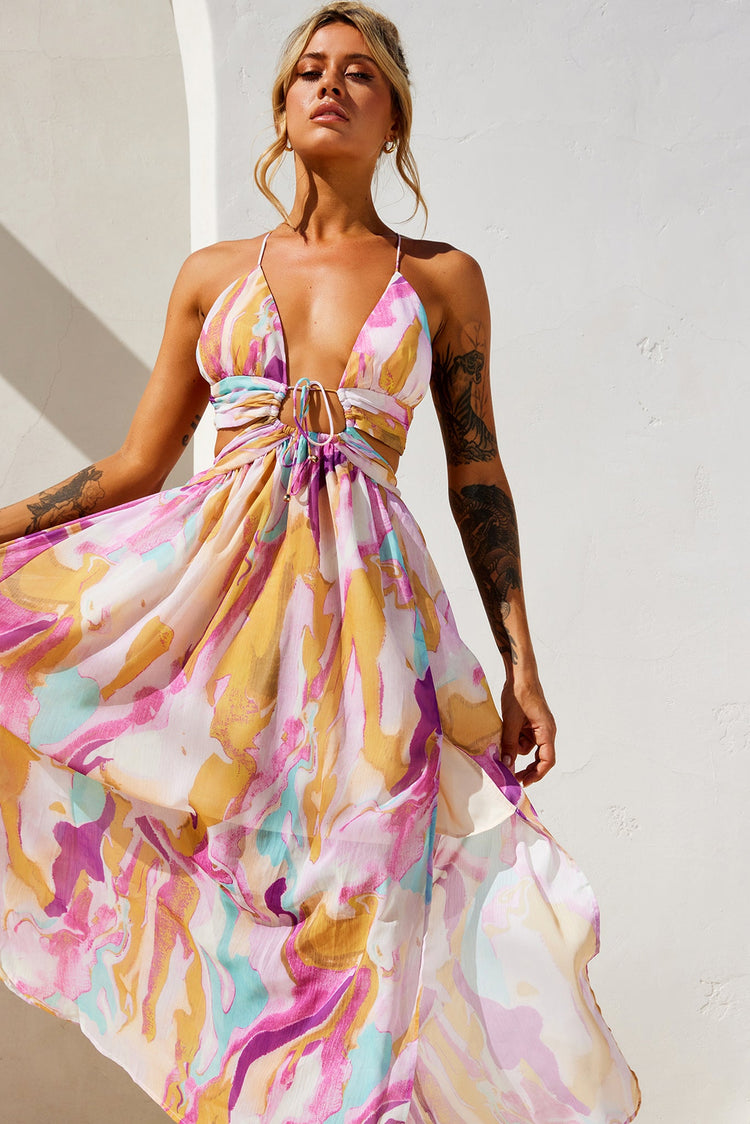 Dreamy Good Midi Dress - Purple Multi for women