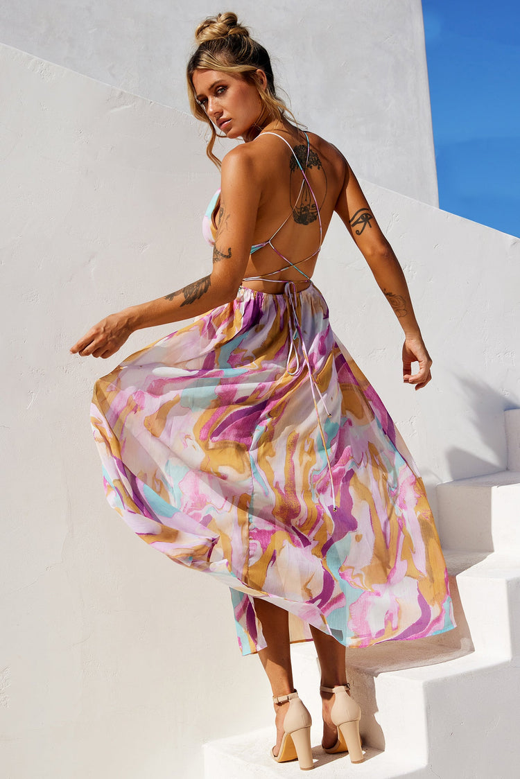 Dreamy Good Midi Dress - Purple Multi for women
