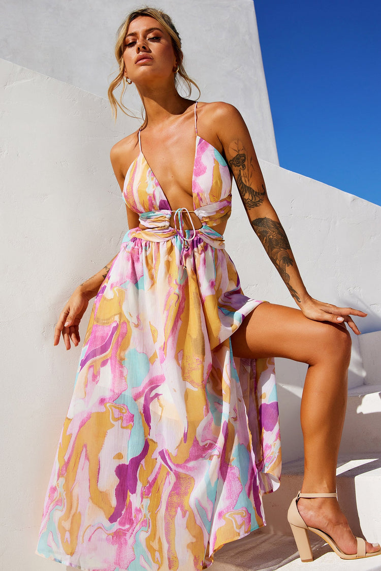Dreamy Good Midi Dress - Purple Multi for women