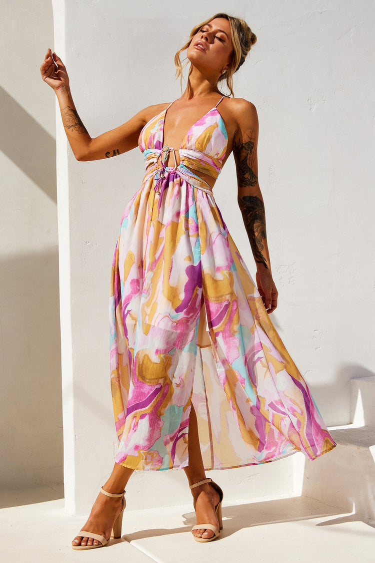 Dreamy Good Midi Dress - Purple Multi for women