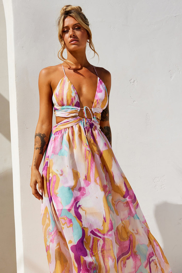 Dreamy Good Midi Dress - Purple Multi for women