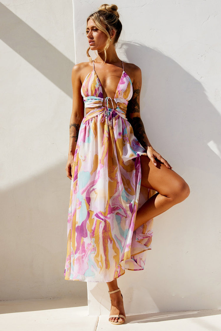 Dreamy Good Midi Dress - Purple Multi for women