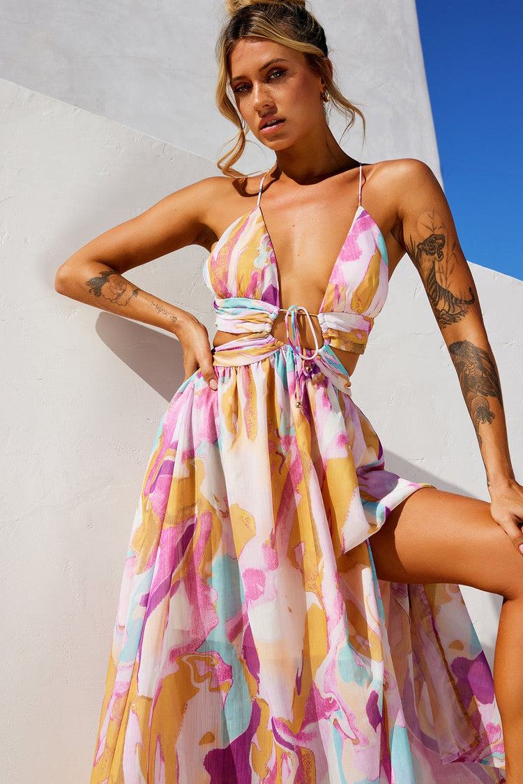 Dreamy Good Midi Dress - Purple Multi for women