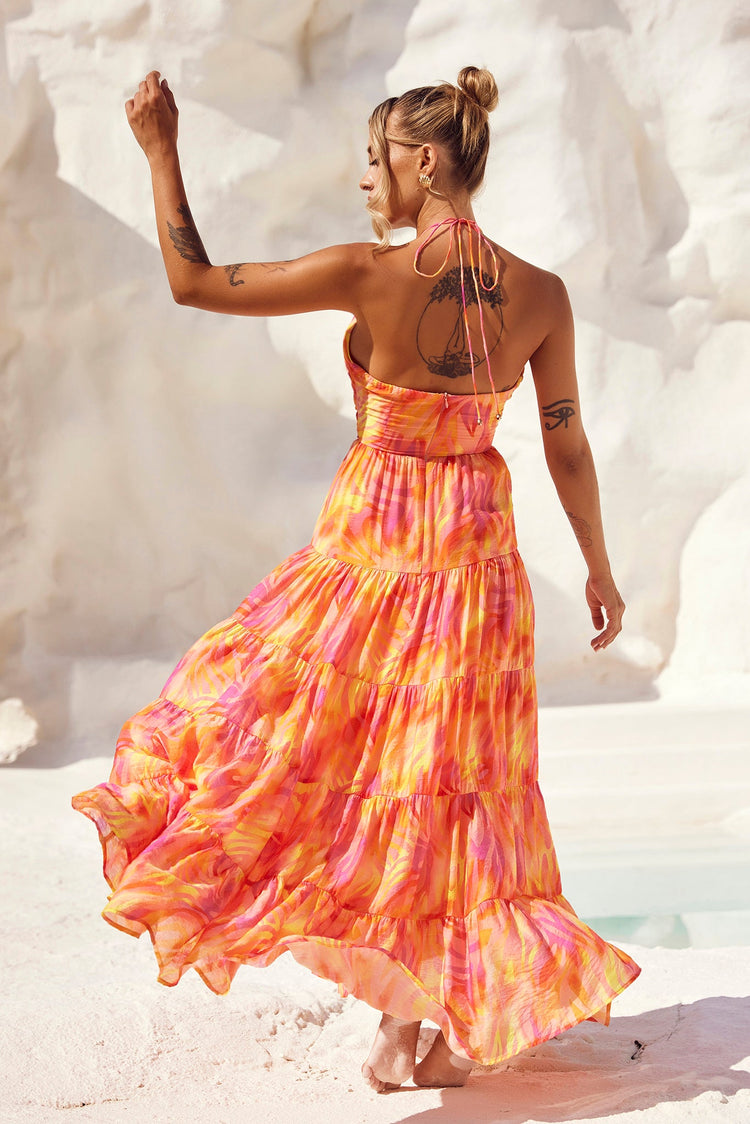 Dreamy Sun Maxi Dress - Orange Multi for women