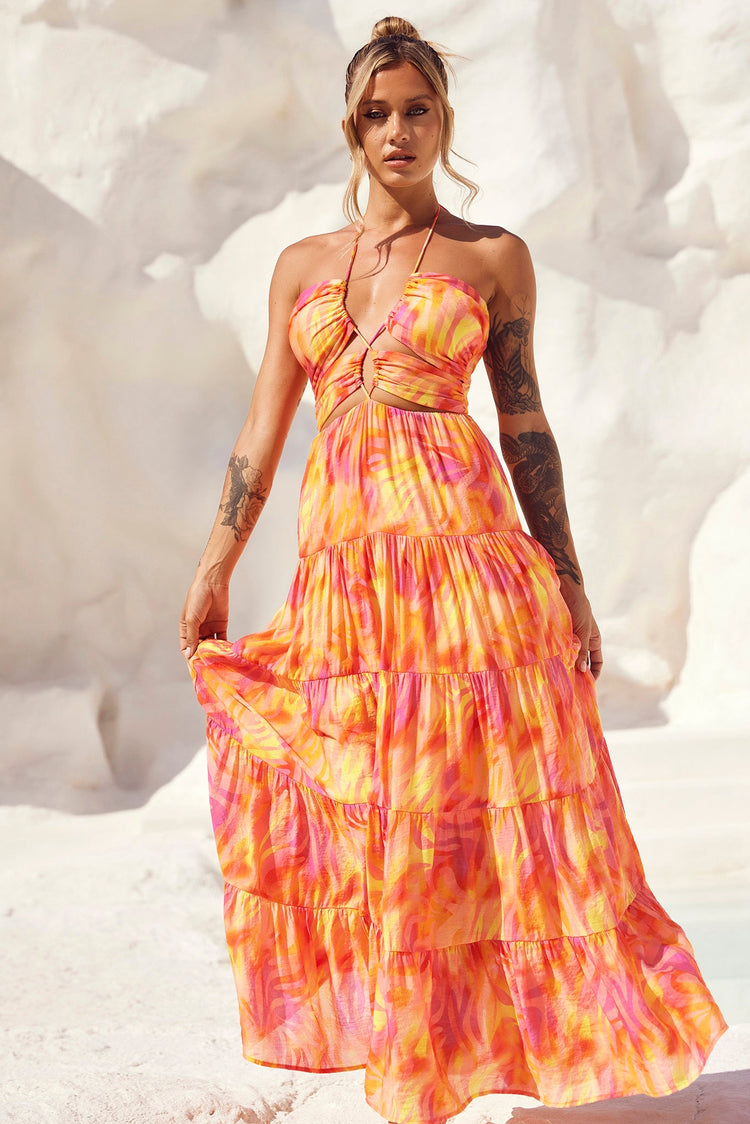 Dreamy Sun Maxi Dress - Orange Multi for women