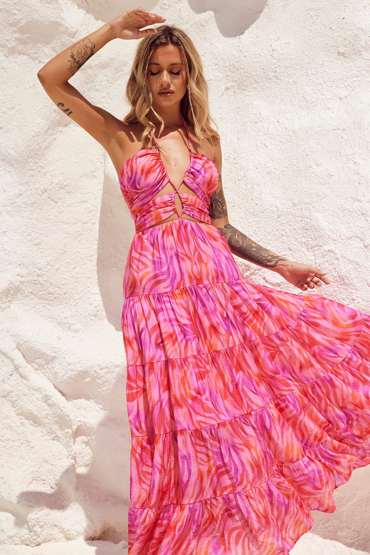 Dreamy Sun Maxi Dress - Pink Multi for women