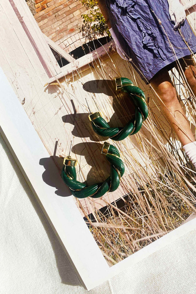 Drift Away Hoop Earrings - Forest Green for women