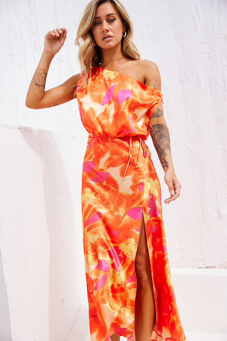 Drive By Midi Dress - Tangerine for women