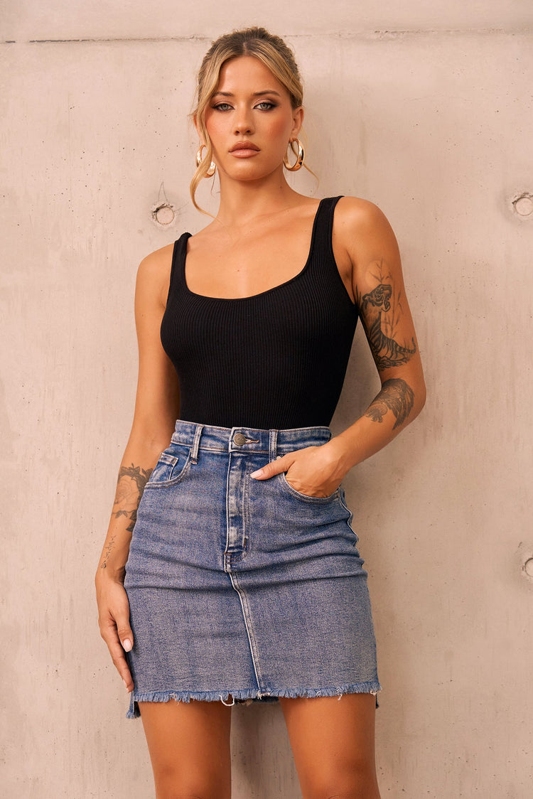 Easy Trust Denim Mini Skirt - Washed Blue for women