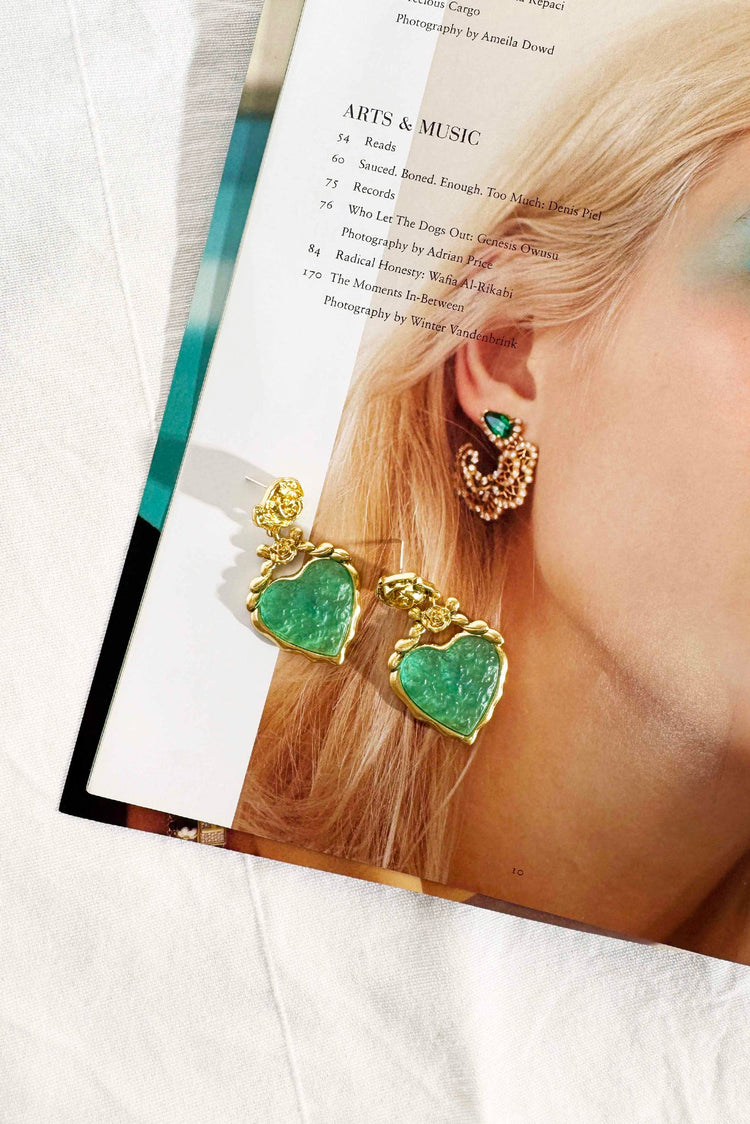 Emerald Heart Earrings - Green for women