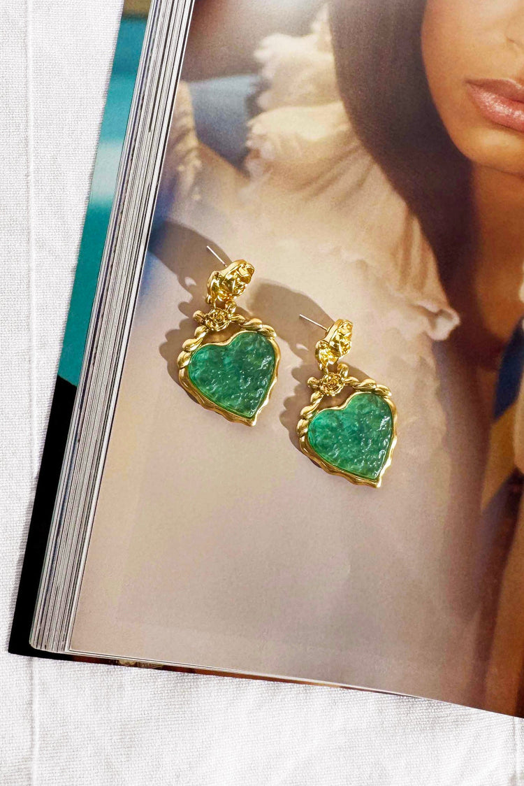 Emerald Heart Earrings - Green for women
