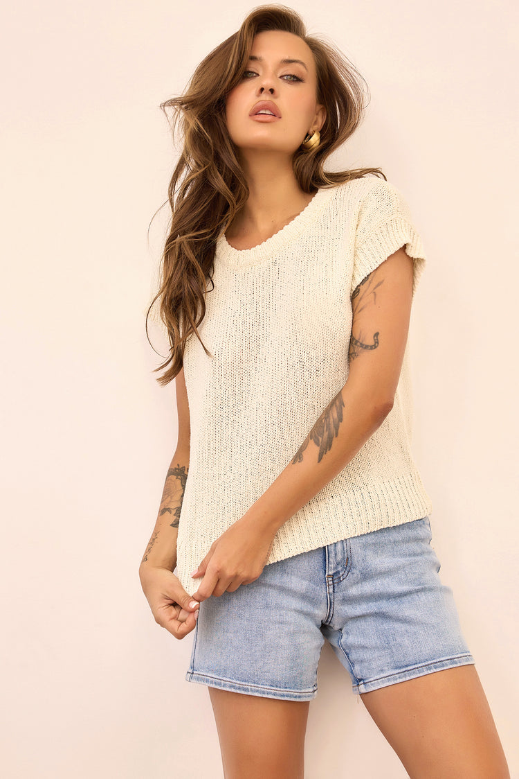 End Game Denim Shorts - Washed Blue for women