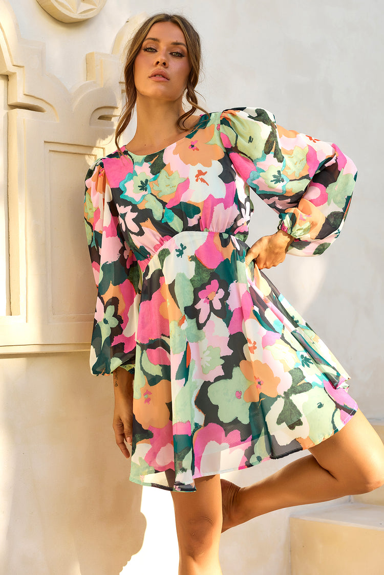 End Game Mini Dress - Green Multi for women