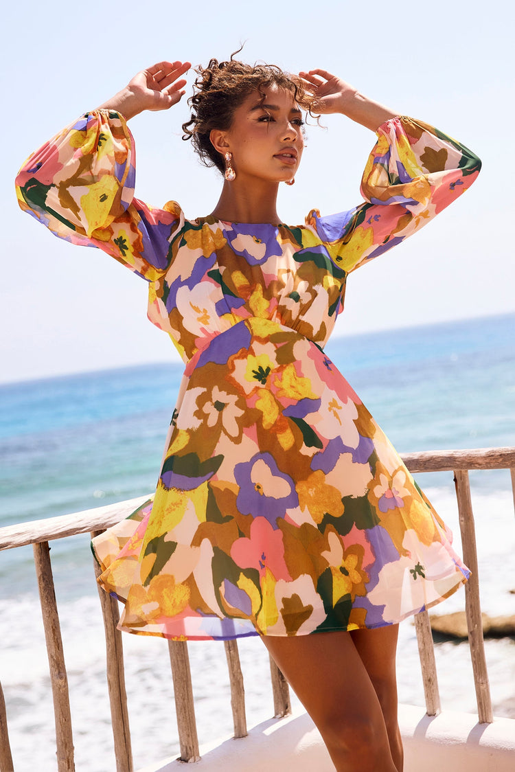 End Game Mini Dress - Yellow Multi for women