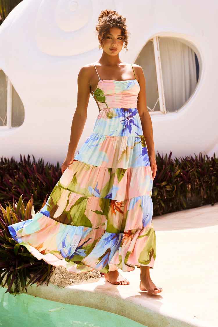 Endless Wishes Maxi Dress - Green Multi for women