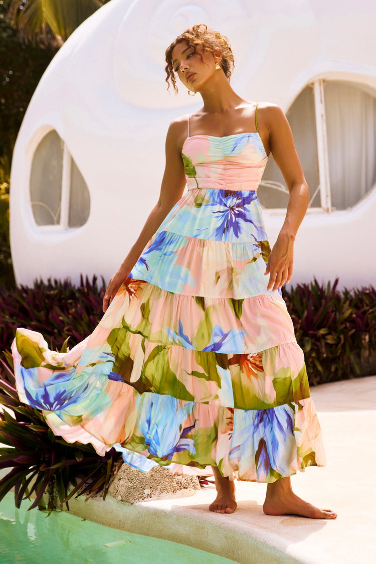 Endless Wishes Maxi Dress - Green Multi for women