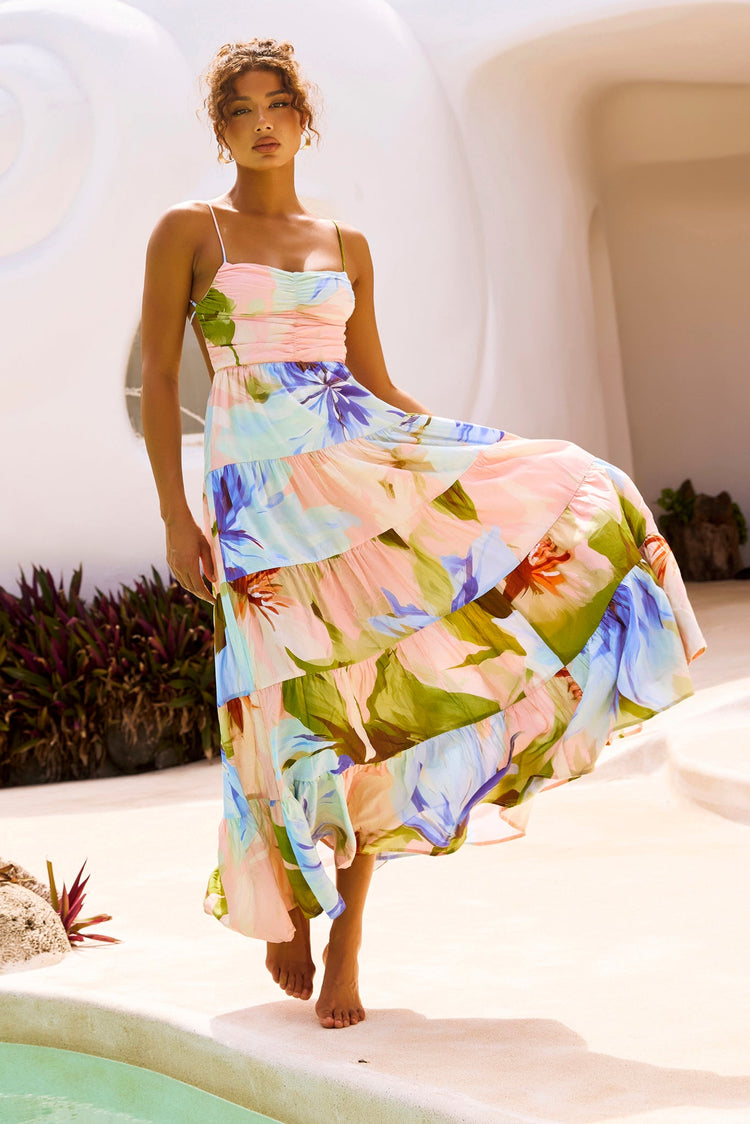 Endless Wishes Maxi Dress - Green Multi for women
