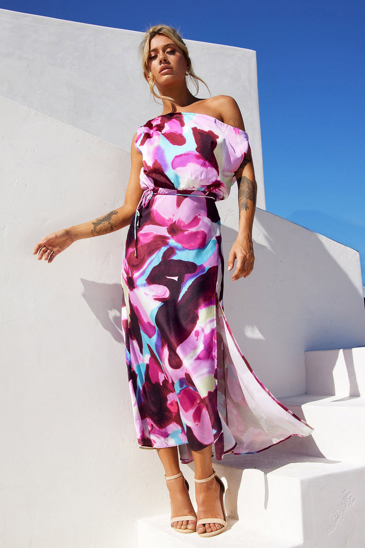 Euphoric Midi Dress - Plum Multi for women