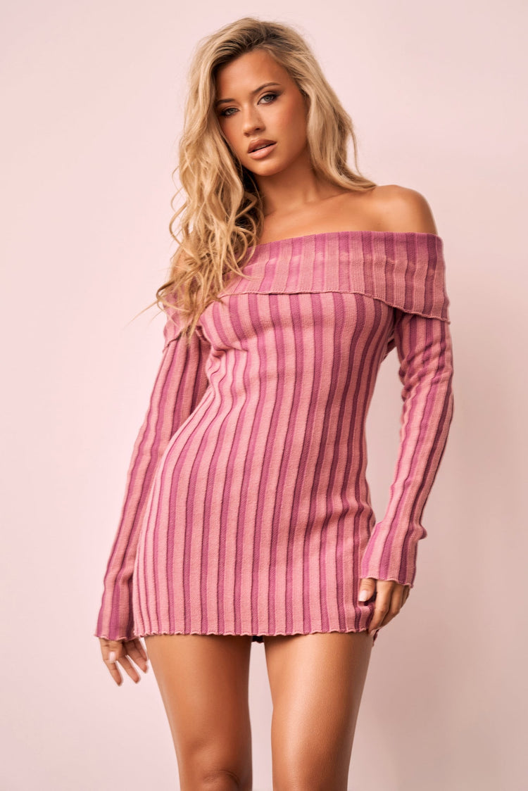 Evermore love Knit Mini Dress - Pink for women