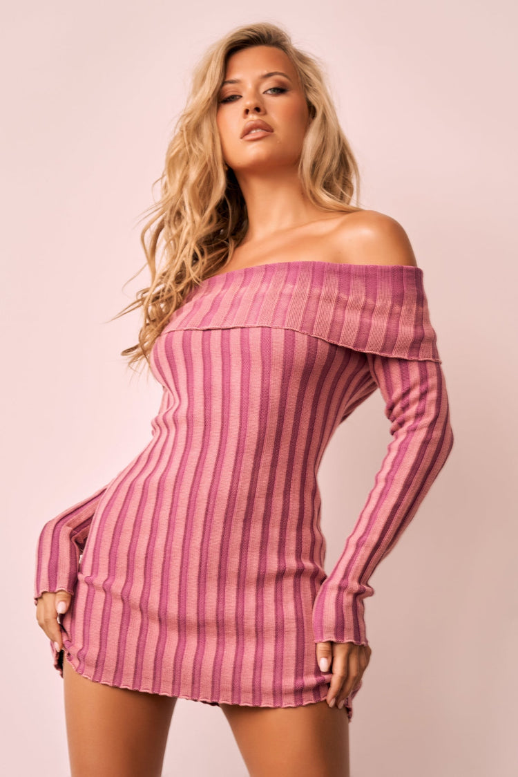 Evermore love Knit Mini Dress - Pink for women