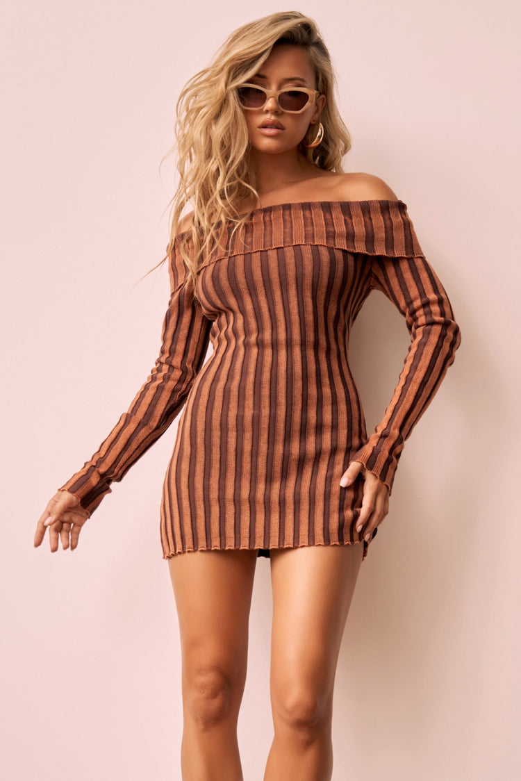 Evermore love Knit Mini Dress - Rust for women