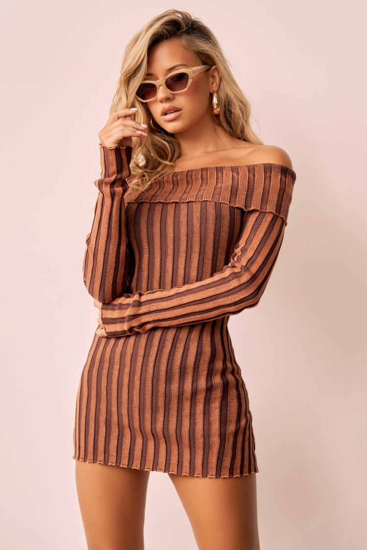 Evermore love Knit Mini Dress - Rust for women