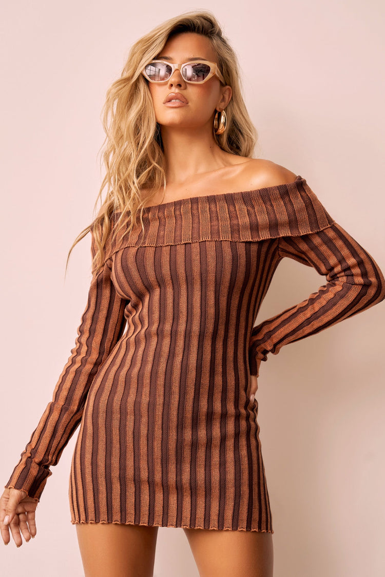 Evermore love Knit Mini Dress - Rust for women