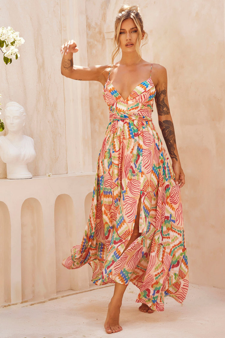Everywhere Beyond Maxi Dress - Beige Multi for women